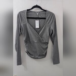 NWT Guess Charcoal Wrap Blouse